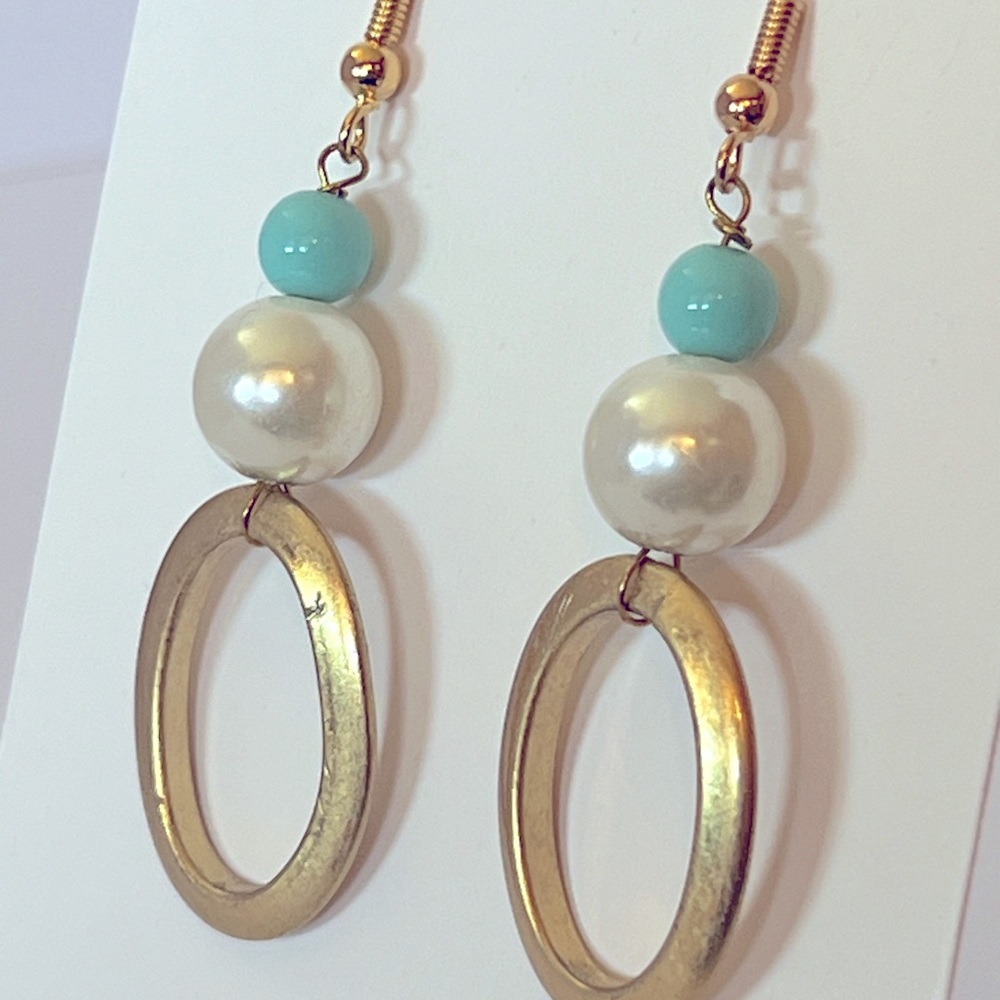 Cute, trendy handcrafted dangle earrings. Bead, wood, stone,crystals. S/G plated